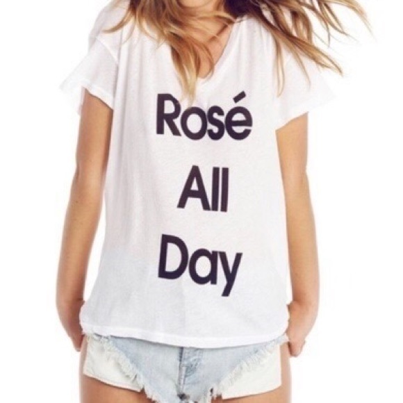 Wildfox Tops - WILDFOX Rose All Day Graphic Vneck Tee